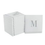 Luxe Party NYC Napkins 16 Cocktail Napkins - 5" x 5" Letter M Silver Monogram Cocktail Paper Disposable Napkins | 16 Napkins