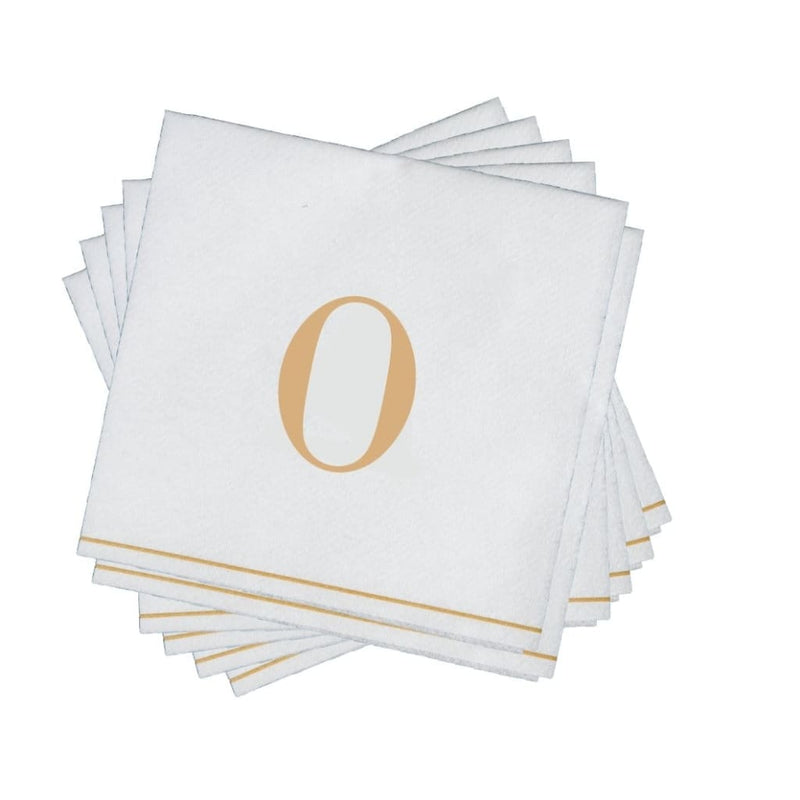 Luxe Party NYC Napkins 16 Cocktail Napkins - 5" x 5" Letter O Gold Monogram Cocktail Paper Disposable Napkins | 16 Napkins