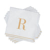 Luxe Party NYC Napkins 16 Cocktail Napkins - 5" x 5" Letter R Gold Monogram Cocktail Paper Disposable Napkins | 16 Napkins