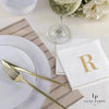 Luxe Party NYC Napkins 16 Cocktail Napkins - 5" x 5" Letter R Gold Monogram Cocktail Paper Disposable Napkins | 16 Napkins