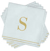 Luxe Party NYC Napkins 16 Cocktail Napkins - 5" x 5" Letter S Gold Monogram Paper Disposable Cocktail Napkins | 16 Napkins