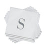 Luxe Party NYC Napkins 16 Cocktail Napkins - 5" x 5" Letter S Silver Monogram Cocktail Paper Disposable Napkins | 16 Napkins