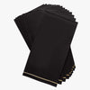 Luxe Party NYC Napkins 16 Dinner Napkins - 4.25" x 7.75" Black with Gold Stripe Guest Paper Napkins | 16 Napkins