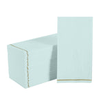 Luxe Party NYC Napkins 16 Dinner Napkins - 4.25" x 7.75" Mint with Gold Stripe Guest Paper Napkins | 16 Napkins