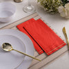 Luxe Party NYC Napkins 16 Dinner Napkins - 4.25" x 7.75" Red with Gold Stripe Guest Paper Napkins | 16 Napkins