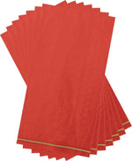 Luxe Party NYC Napkins 16 Dinner Napkins - 4.25" x 7.75" Red with Gold Stripe Guest Paper Napkins | 16 Napkins