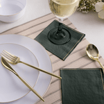 Luxe Party NYC Napkins 20 Beverage Napkins - 5" x 5" Emerald with Gold Stripe Paper Cocktail Napkins | 20 Napkins