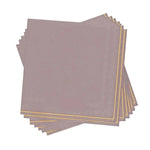 Luxe Party NYC Napkins 20 Beverage Napkins - 5" x 5" Mauve with Gold Stripe Paper Cocktail Napkins | 20 Napkins