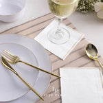 Luxe Party NYC Napkins 20 Beverage Napkins - 5" x 5" White with Gold Stripe Paper Cocktail Napkins | 20 Napkins