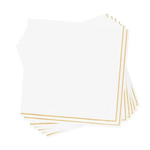 Luxe Party NYC Napkins 20 Beverage Napkins - 5" x 5" White with Gold Stripe Paper Cocktail Napkins | 20 Napkins