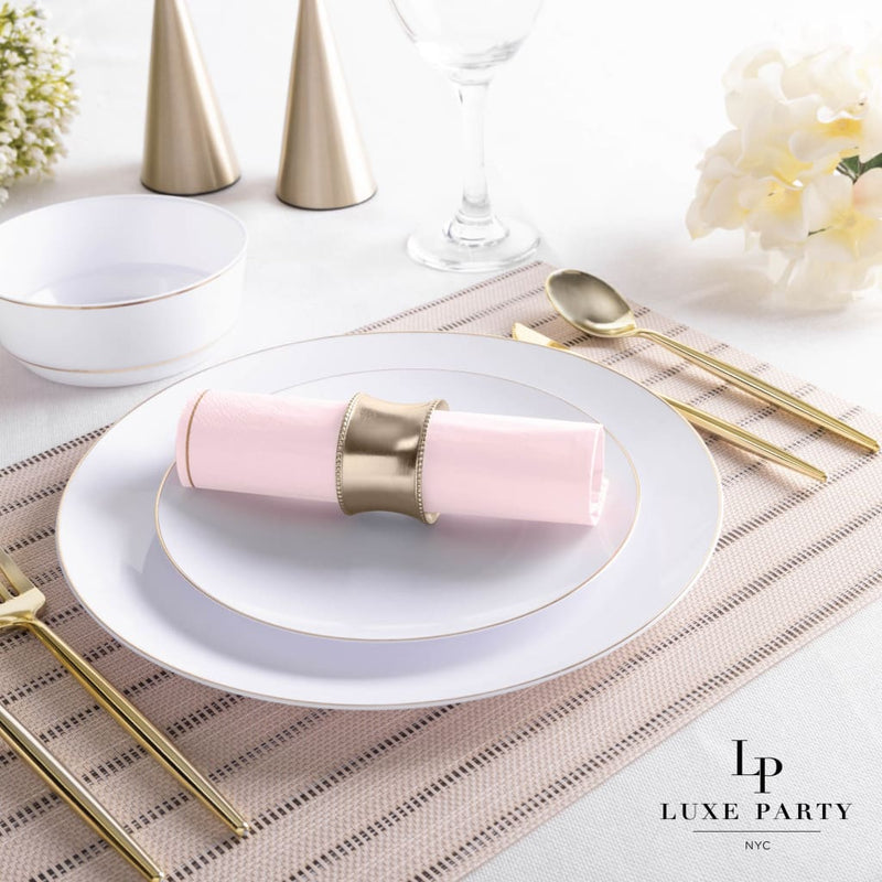 Luxe Party NYC Napkins 20 Lunch Napkins - 6.5" x 6.5" Blush with Gold Stripe Lunch Napkins | 20 Napkins