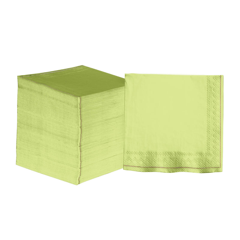 Luxe Party NYC Napkins 20 Lunch Napkins - 6.5" x 6.5" Lime with Gold Stripe Lunch Napkins | 20 Napkins