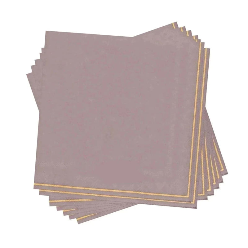 Luxe Party NYC Napkins 20 Lunch Napkins - 6.5" x 6.5" Mauve with Gold Stripe Lunch Napkins | 20 Napkins