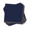 Luxe Party NYC Napkins 20 Lunch Napkins - 6.5" x 6.5" Navy with Gold Stripe Lunch Napkins | 20 Napkins