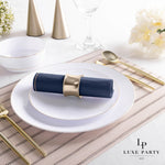 Luxe Party NYC Napkins 20 Lunch Napkins - 6.5" x 6.5" Navy with Gold Stripe Lunch Napkins | 20 Napkins