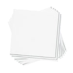 Luxe Party NYC Napkins 20 Lunch Napkins - 6.5" x 6.5" White with Silver Stripe Lunch Napkins | 20 Napkins