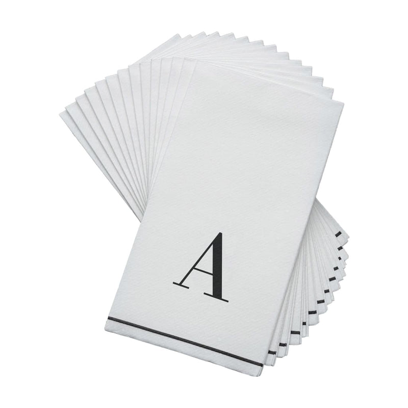 Luxe Party NYC Napkins Letter A Black Monogram Paper Disposable Dinner Napkins | 14 Napkins