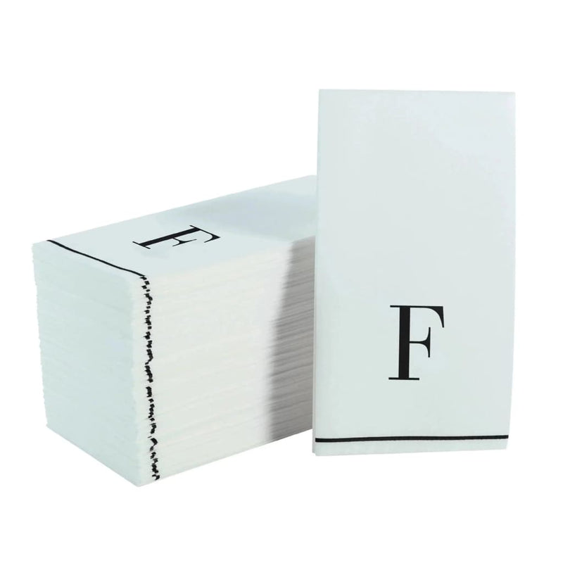 Luxe Party NYC Napkins Letter F Black Monogram Paper Disposable Dinner Napkins | 14 Napkins