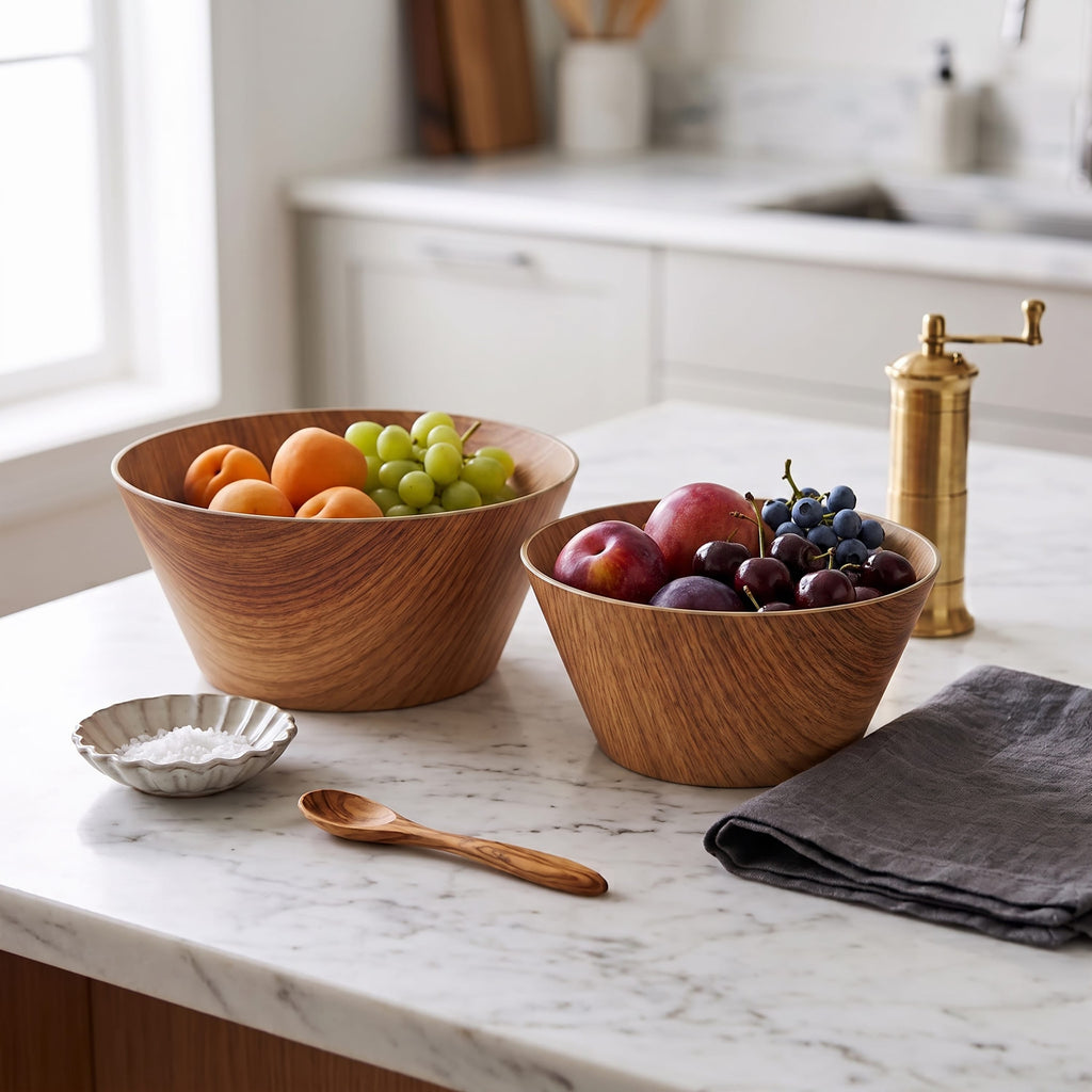 Luxe Party Serving Bowl Round Tapered Hard Plastic Serving Bowl 9.25 Inch Reusable
