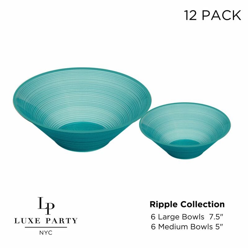 Luxe Party NYC Plastic Bowls Transplant Ocean Green Disposable Party Bowl Set | 12 Pack