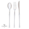 Luxe Party NYC Two Tone Cutlery Neo Classic Clear and Silver Plastic Cutlery Set | 32 Pieces