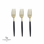 Luxe Party NYC Two Tone Mini 20 Mini Forks Black and Gold Plastic Mini Forks | 20 Forks