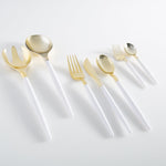 Luxe Party NYC Two Tone Mini 20 Mini Forks Clear and Gold Plastic Mini Forks | 20 Forks