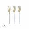 Luxe Party NYC Two Tone Mini 20 Mini Forks White and Gold Plastic Mini Forks | 20 Forks