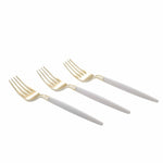 Luxe Party NYC Two Tone Mini 20 Mini Forks White and Gold Plastic Mini Forks | 20 Forks