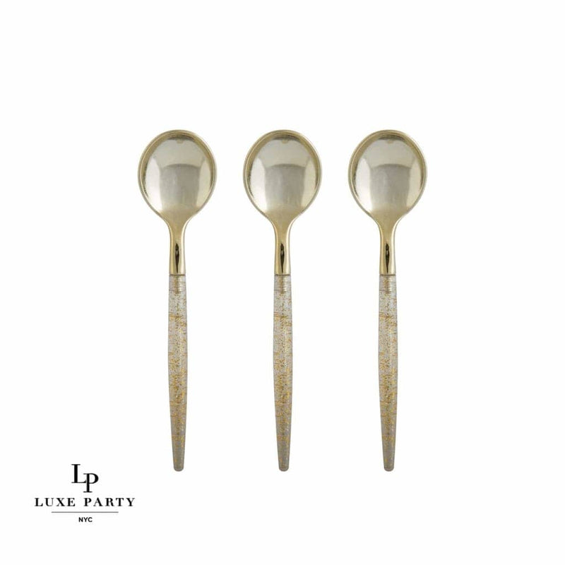 Luxe Party NYC Two Tone Mini 20 Mini Spoons Gold Glitter Plastic Mini Spoons | 20 Spoons