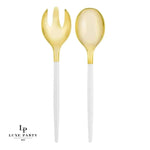 Luxe Party NYC Two Tone Serving 1 Spoon 1 Fork Clear and Gold Plastic Serving Fork • Spoon Set