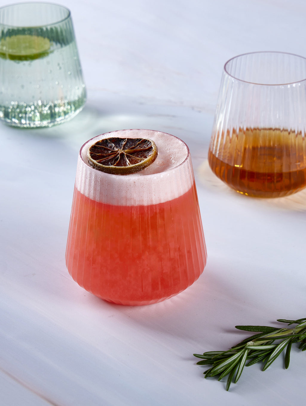 Luxe Party NYC Wine Cups Upscale RIBBED Pink 12 Oz. Plastic Wine Goblets | 8 Cups