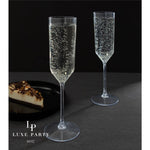 Luxe Party NYC Wine Cups Upscale Round Clear Plastic Flute Cups | 4 Cups