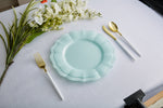 Luxe Party Plastic Plates 20 Dinner and 20 Salad Plates Pearl Mint Waved Plastic Plate Set | 40 Pack