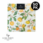 Luxe Party Printed Cocktail Napkins 50 Beverage Napkins - 5" x 5" Lemon Paper Cocktail Napkins | 50 Napkins