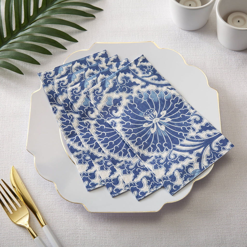 Luxe Party Napkins 40 Beverage Napkins - 4.5" x 7.75" Toile Paper Dinner Napkins | 40 Napkins