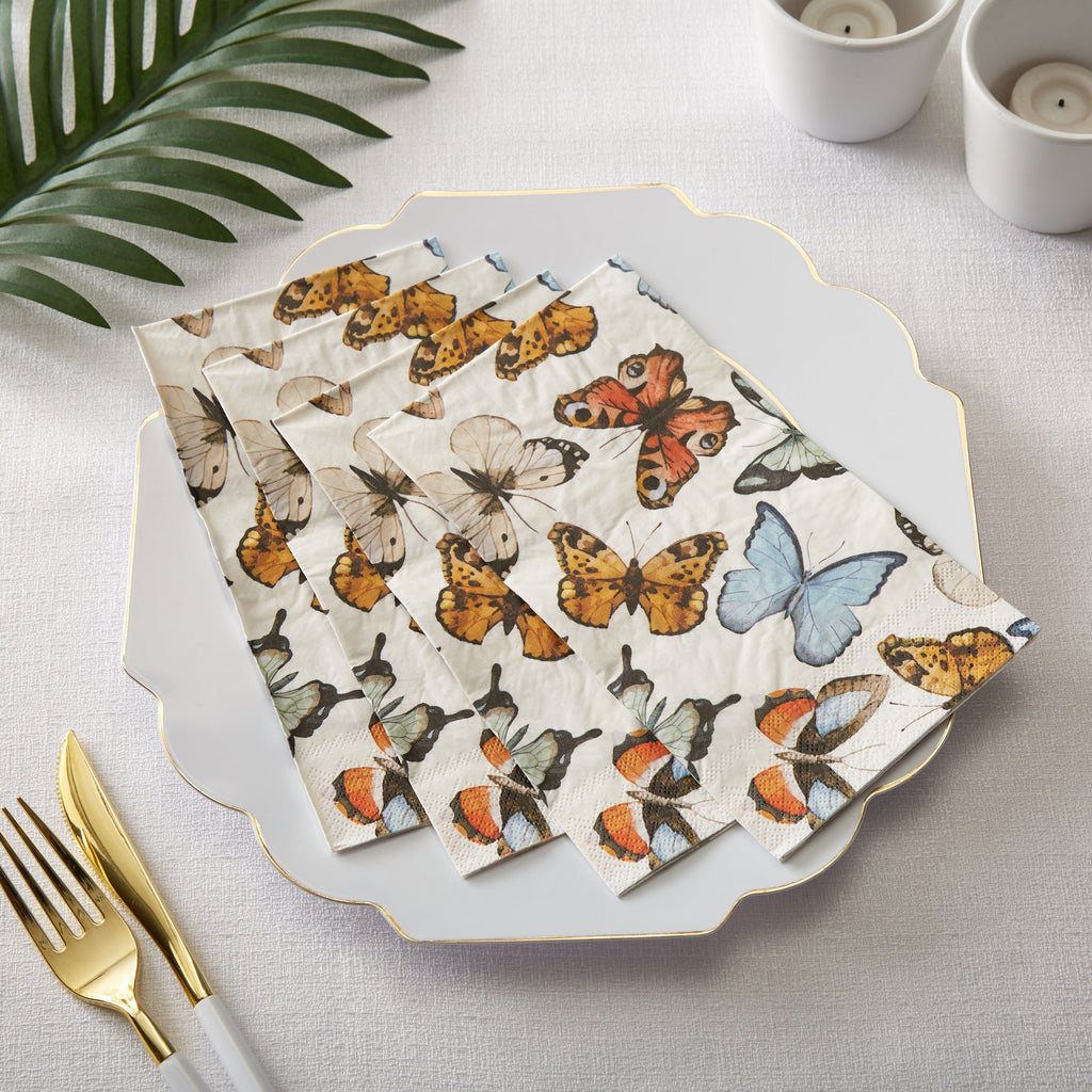 Luxe Party Napkins 50 Beverage Napkins - 5" x 5" Butterfly Paper Dinner Napkins | 40 Napkins