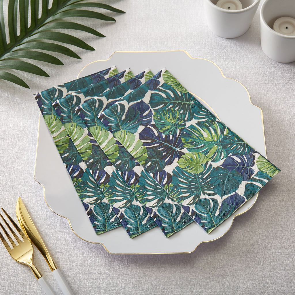 Luxe Party Printed Dinner Napkins 40 Dinner Napkins - 4.5" x 7.75" Palm Leaf Paper Dinner Napkins | 40 Napkins