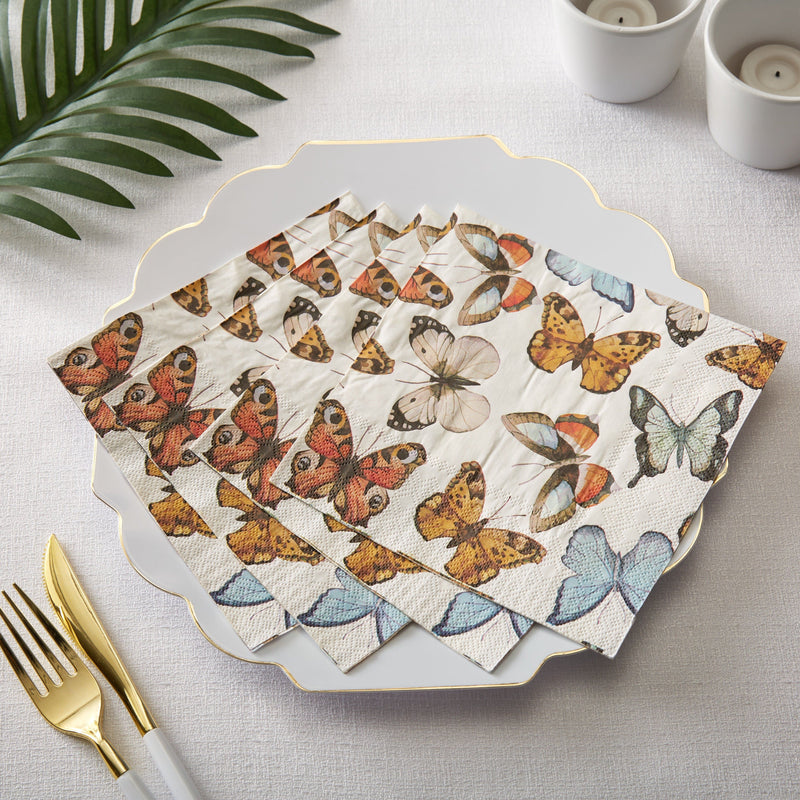 Luxe Party Printed Lunch Napkins 50 Lunch Napkins - 6.5" x 6.5" Butterfly Paper Lunch Napkins | 50 Napkins