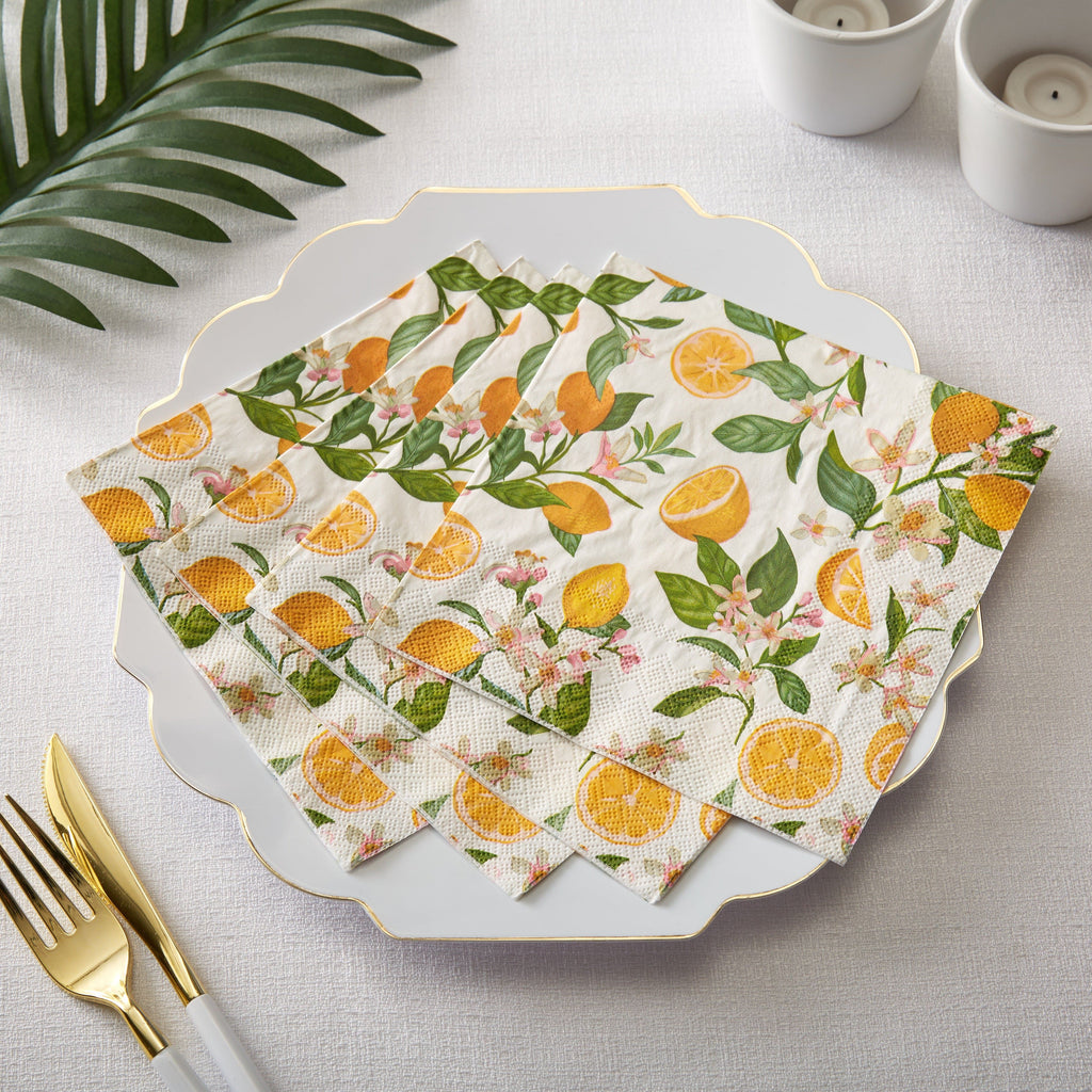 Luxe Party Napkins 50 Beverage Napkins - 5" x 5" Lemon Paper Cocktail Napkins | 50 Napkins (Copy)