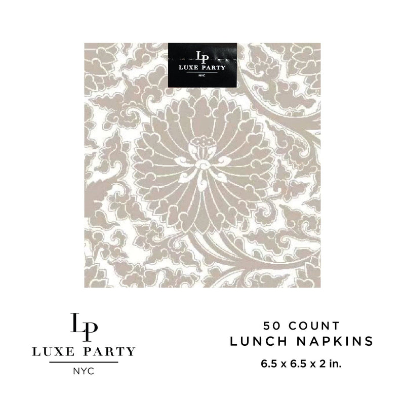 Luxe Party Printed Lunch Napkins 50 Lunch Napkins - 6.5" x 6.5" Linen Toile Paper Lunch Napkins | 50 Napkins