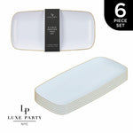 Luxe Party Serving Trays White and Gold Large and Small Combo Plastic Trays | 6 Trays