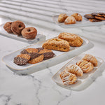 Luxe Party Serving Trays White and Gold Large and Small Combo Plastic Trays | 6 Trays