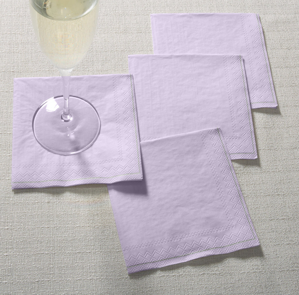 Luxe Party NYC Napkins 20 Beverage Napkins - 5" x 5" Lavender with Silver Stripe Paper Cocktail Napkins | 20 Napkins