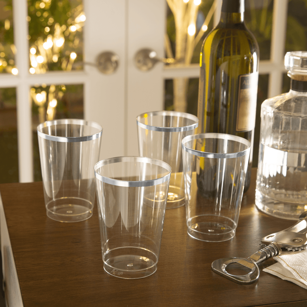 Luxe Tumblers Tumblers Luxe 12 Oz Clear Plastic • Silver Plastic Cups | 20 Cups
