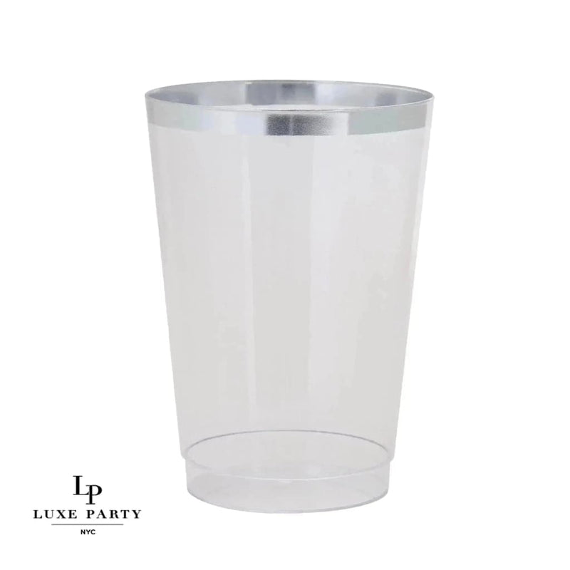 Luxe Tumblers Tumblers Luxe 9 Oz Clear Plastic • Silver Plastic Cups | 20 Cups