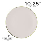 Round Accent Plastic Plates 10.25" Dinner Plates Round Linen • Gold Plastic Plates | 10 Pack