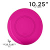 Round Accent Plastic Plates 10.25" Dinner Plates Round Transparent Hot Pink • Gold Plastic Plates | 10 Pack