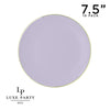 Round Accent Plastic Plates 7.25" Appetizer Plates / 10 Plastic Plates Lavender • Gold Round Plastic Plates | 10 Pack