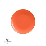 Round Accent Plastic Plates 7.25" Appetizer Plates Orange • Gold Round Plastic Plates | 10 Pack